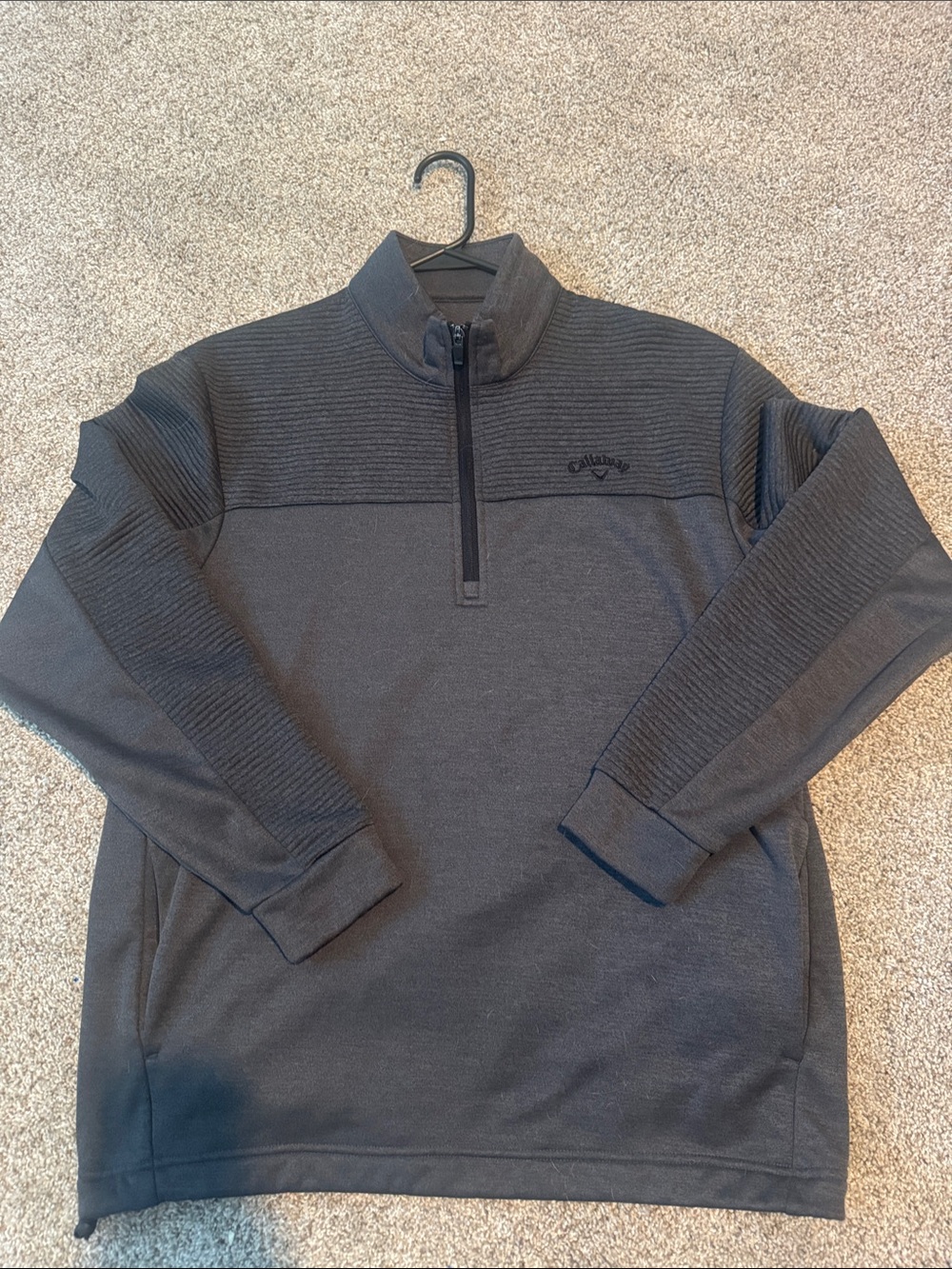 Callaway Men’s Zip-Up Pullover Sweater - Charcoal Gray